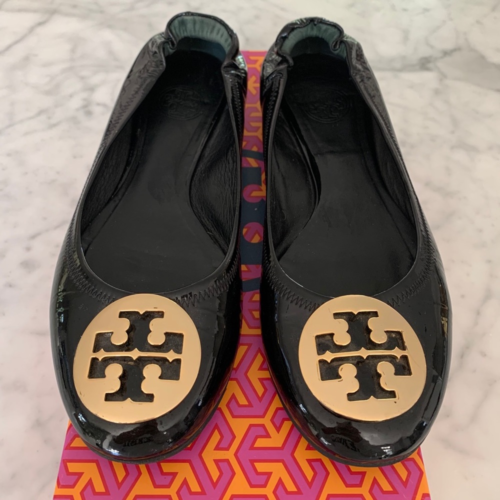 Tory Burch black patent flats